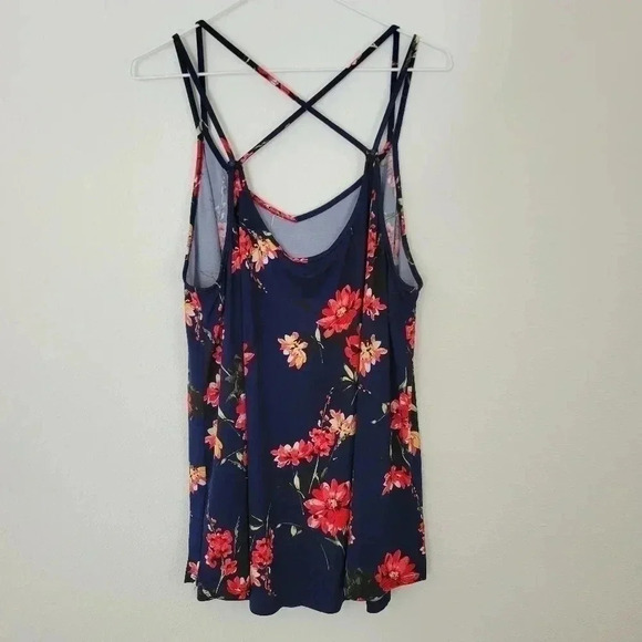 Papermoon Navy Floral Tank Criss Cross Straps 2X - Picture 2 of 5